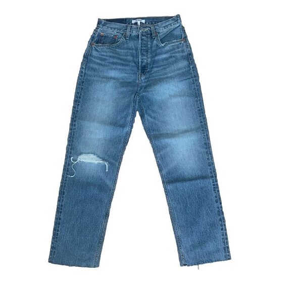 RE/DONE 70's Ultra High Rise Stove Pipe Jeans Blue Women’s 27 NWT Anthropologie - Picture 1 of 15